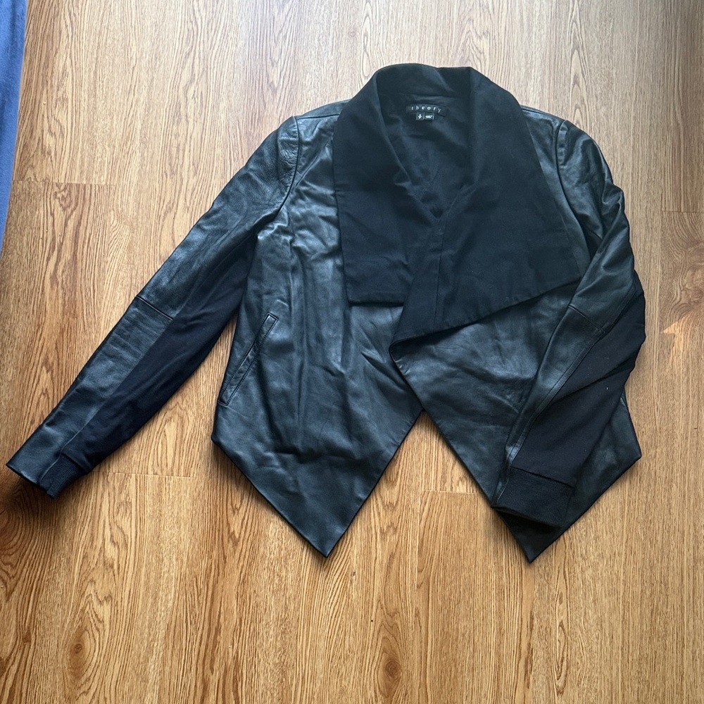 Theory Black Leather Jacket